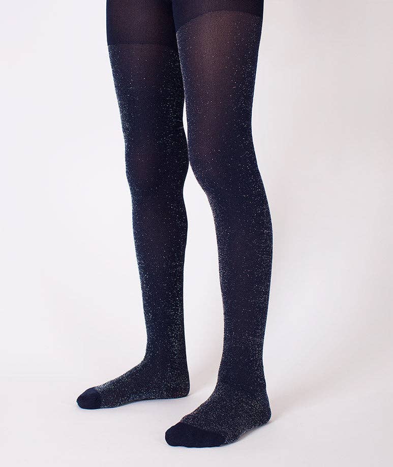 Navy Glitter Kids Tights