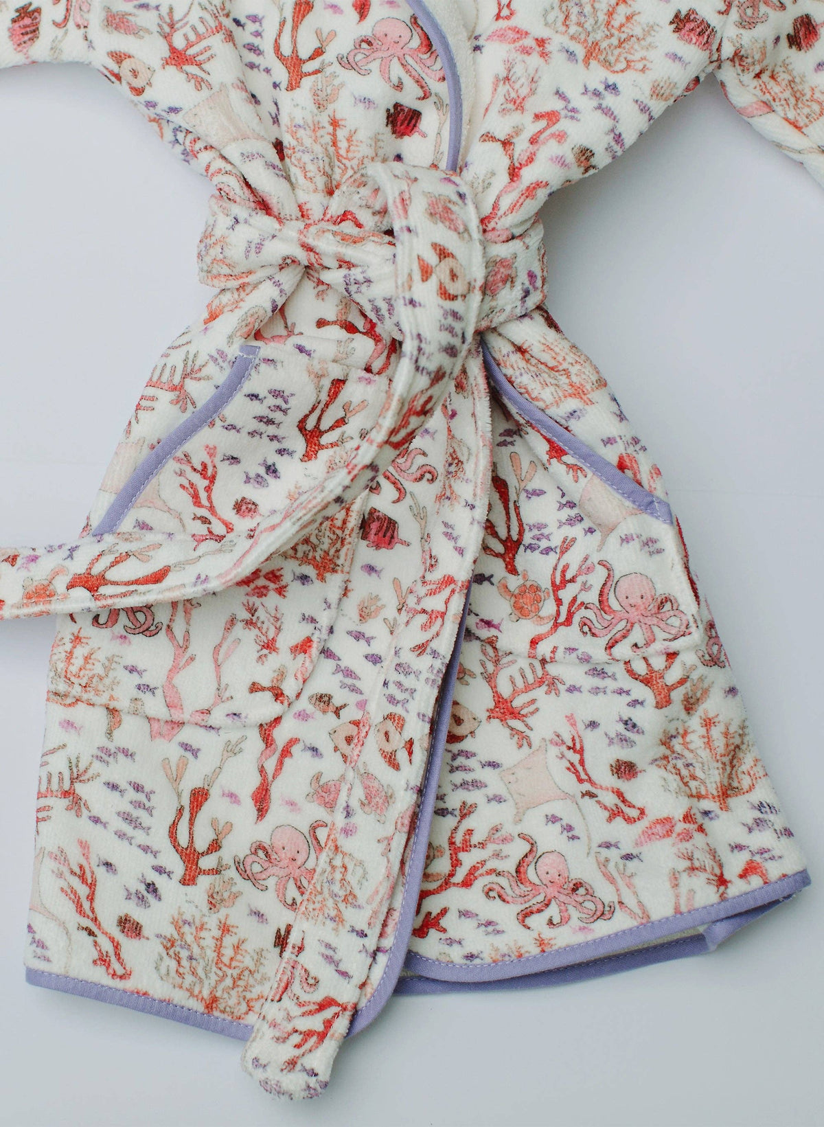 Organic Children’s Bathrobe – Rosy Coral Reef