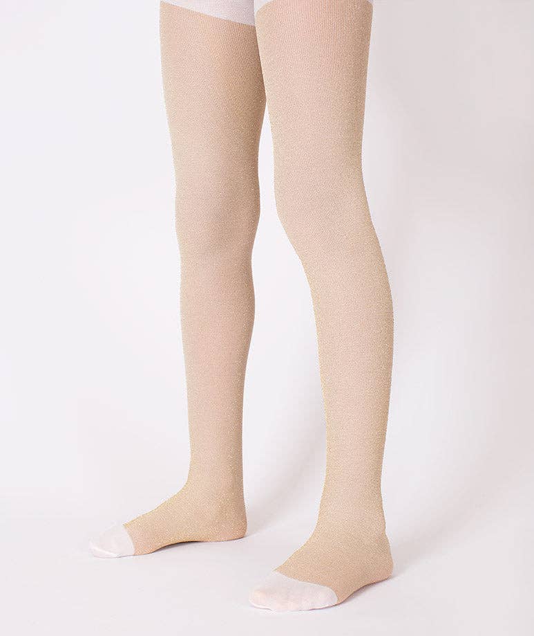 Ecru Glitter Kids Tights