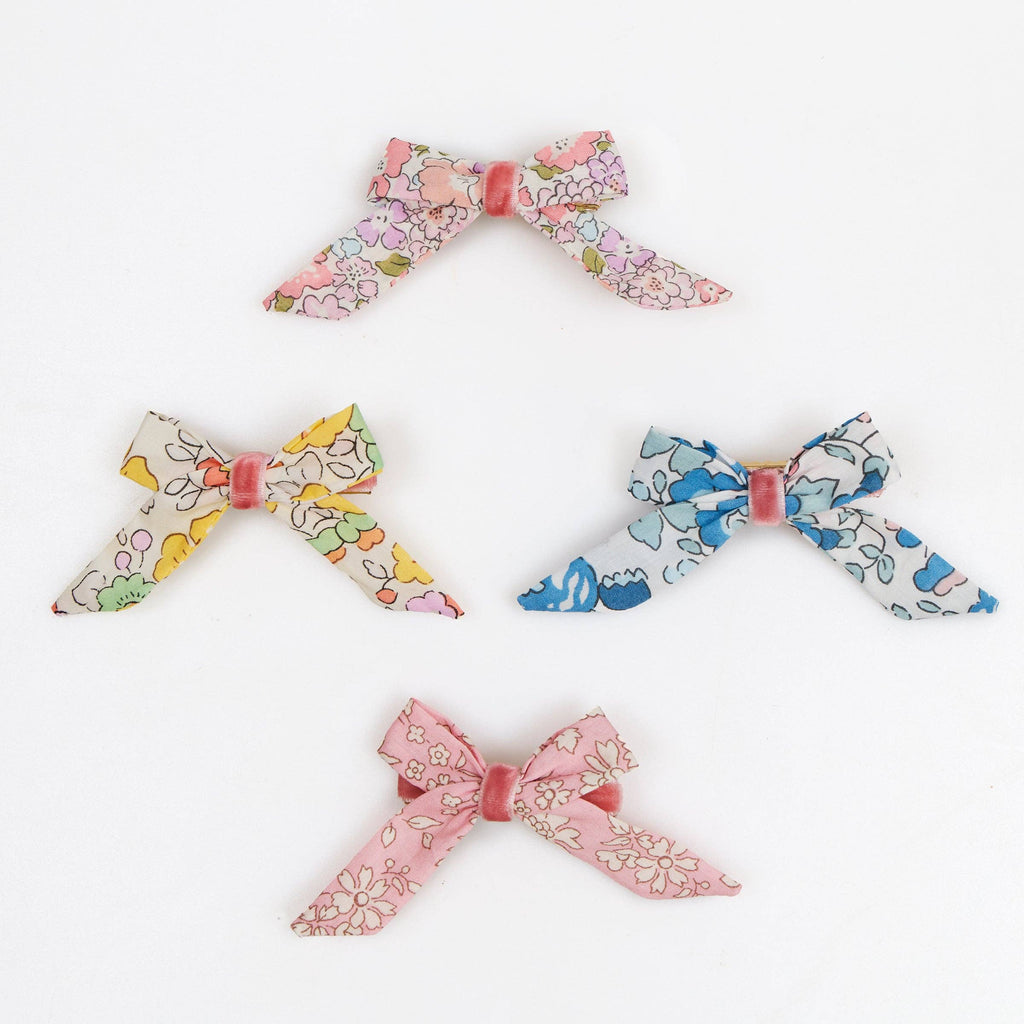 Floral Pattern Bow Hair Clips