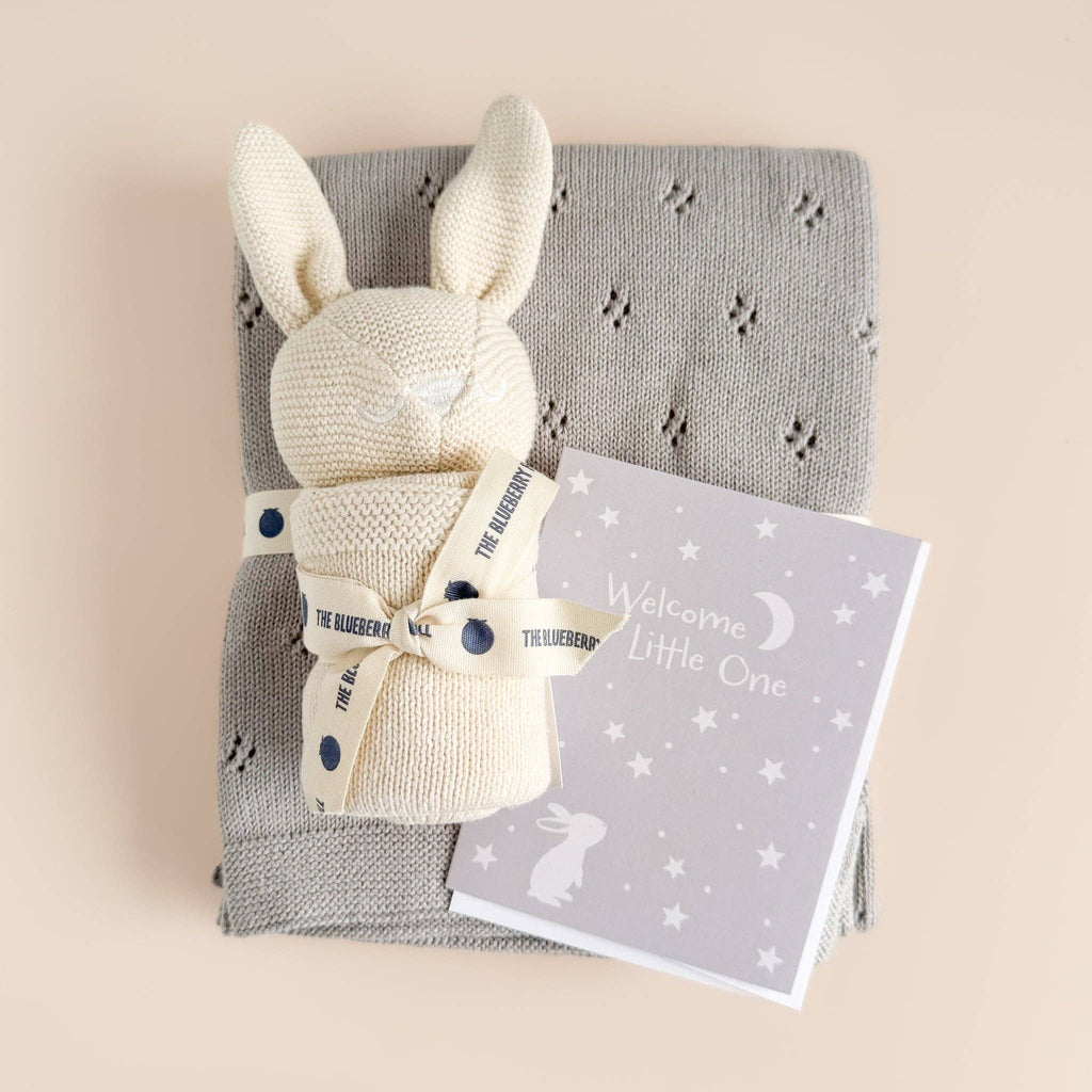 Greeting Card Welcome Little One Bunny Moon Stars Baby