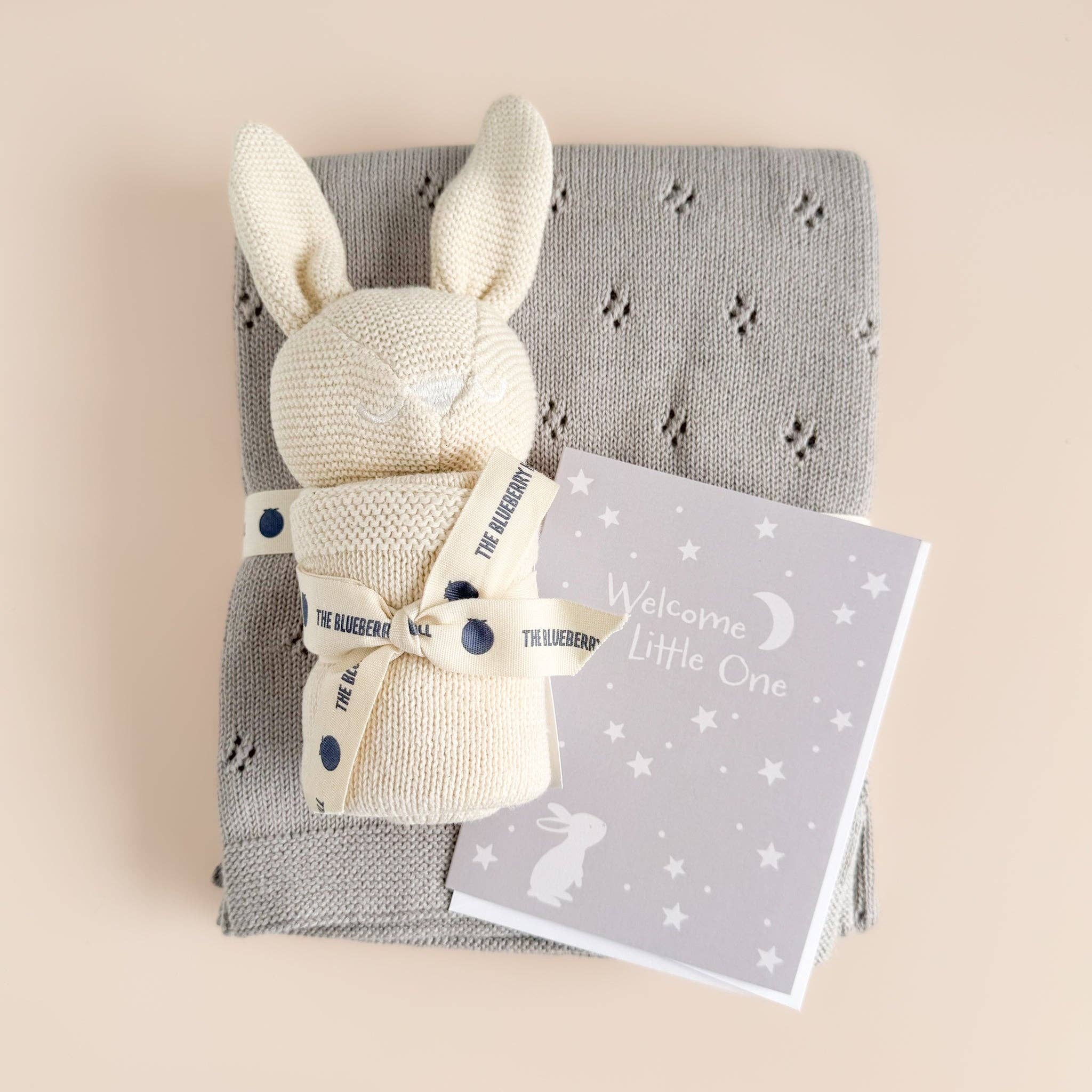 Greeting Card Welcome Little One Bunny Moon Stars Baby