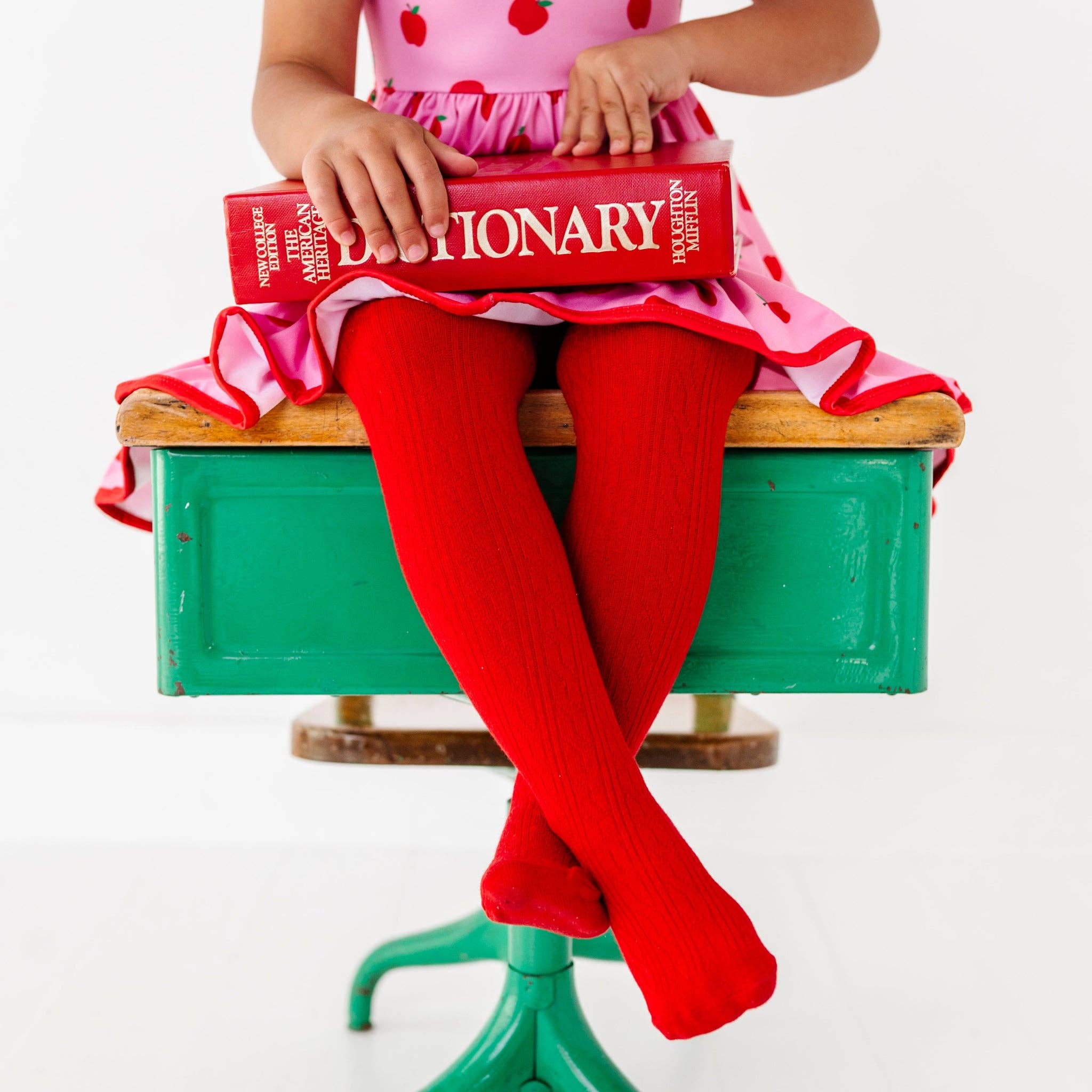 Bright Red Cable Knit Tights
