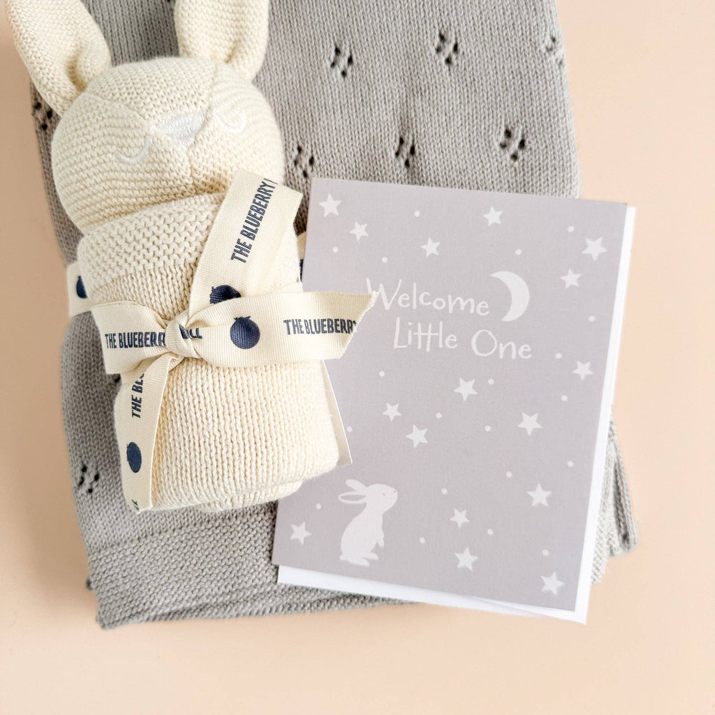 Greeting Card Welcome Little One Bunny Moon Stars Baby