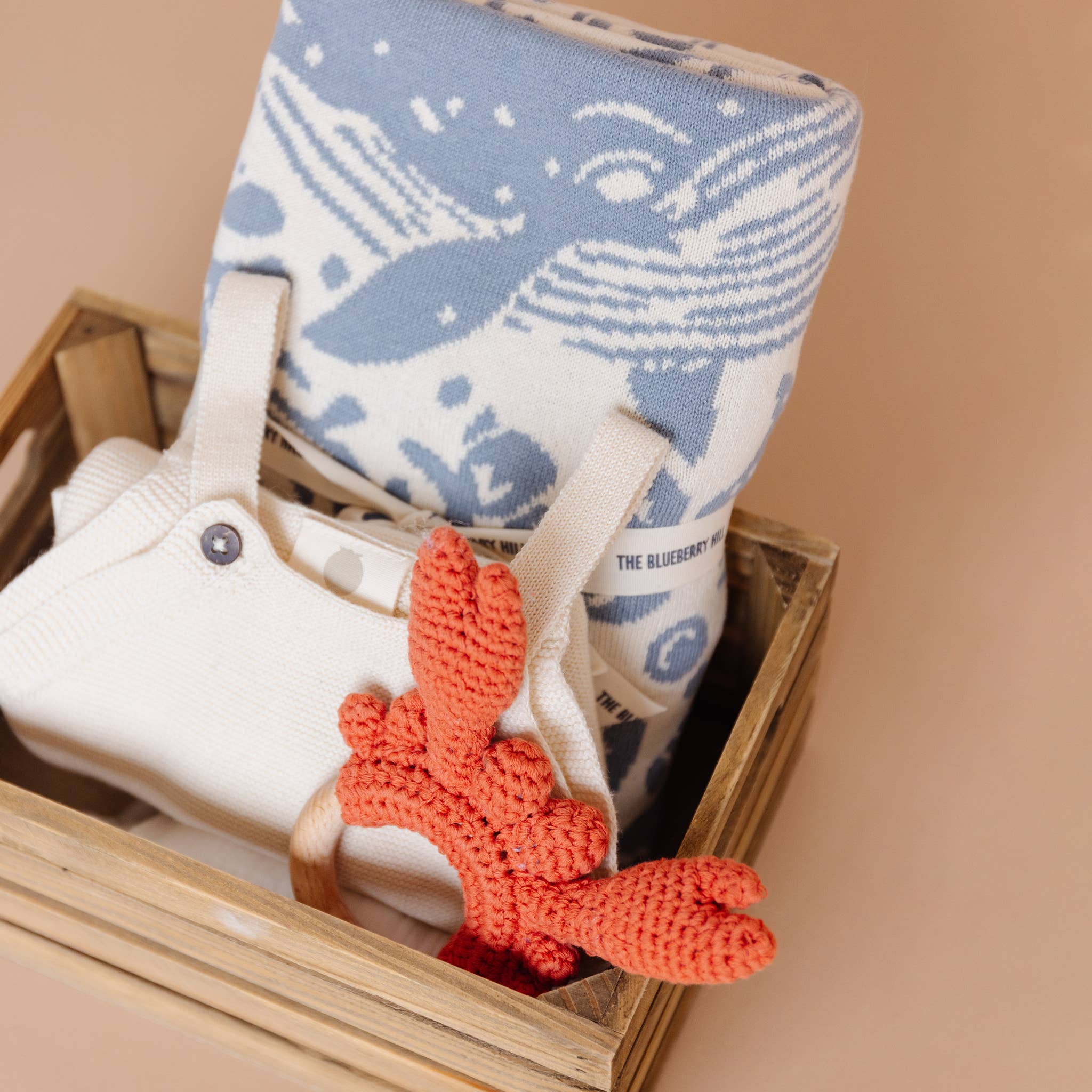 Teether Crab Crocheted Cotton Baby Gift Coastal Summer Beach