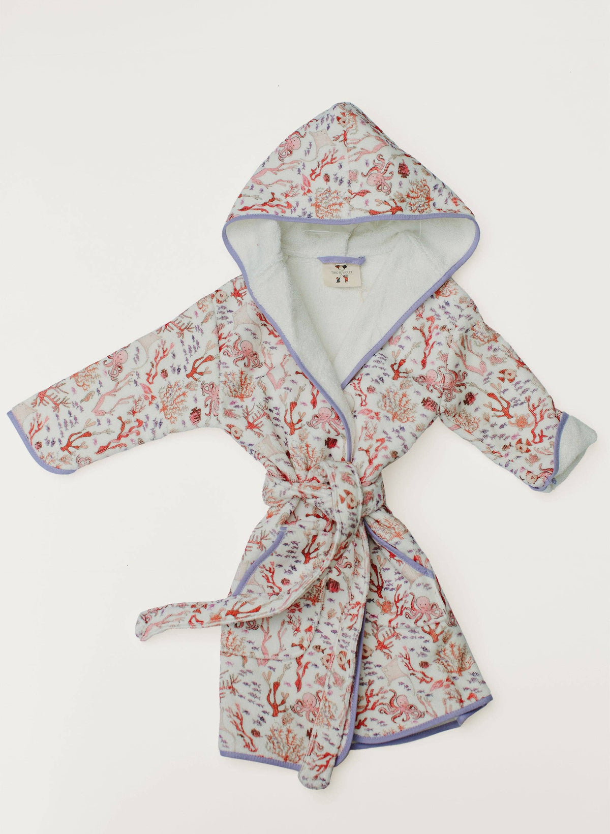 Organic Children’s Bathrobe – Rosy Coral Reef