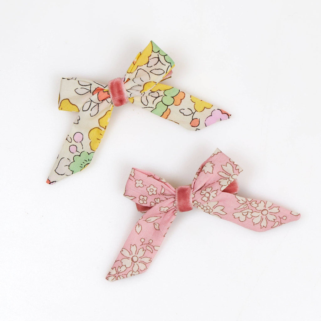 Floral Pattern Bow Hair Clips