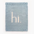 Hi. Hand Knit Baby Blanket Surf Blue