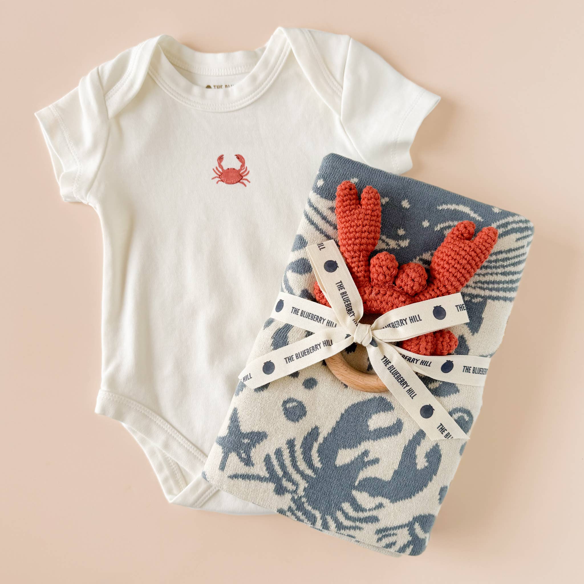 Teether Crab Crocheted Cotton Baby Gift Coastal Summer Beach