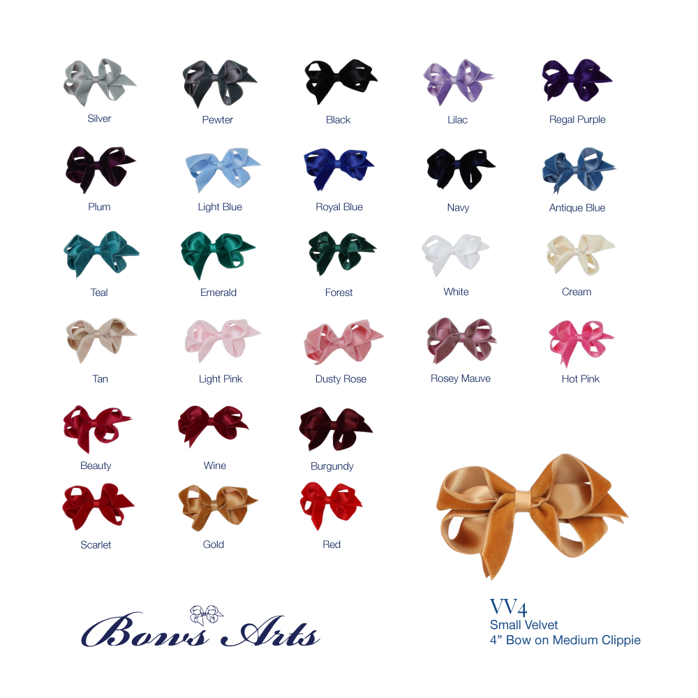 Small (4 in.) Velvet Bow by Color