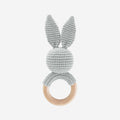 Teether Bunny Grey Cotton Rattle Baby Gift Spring
