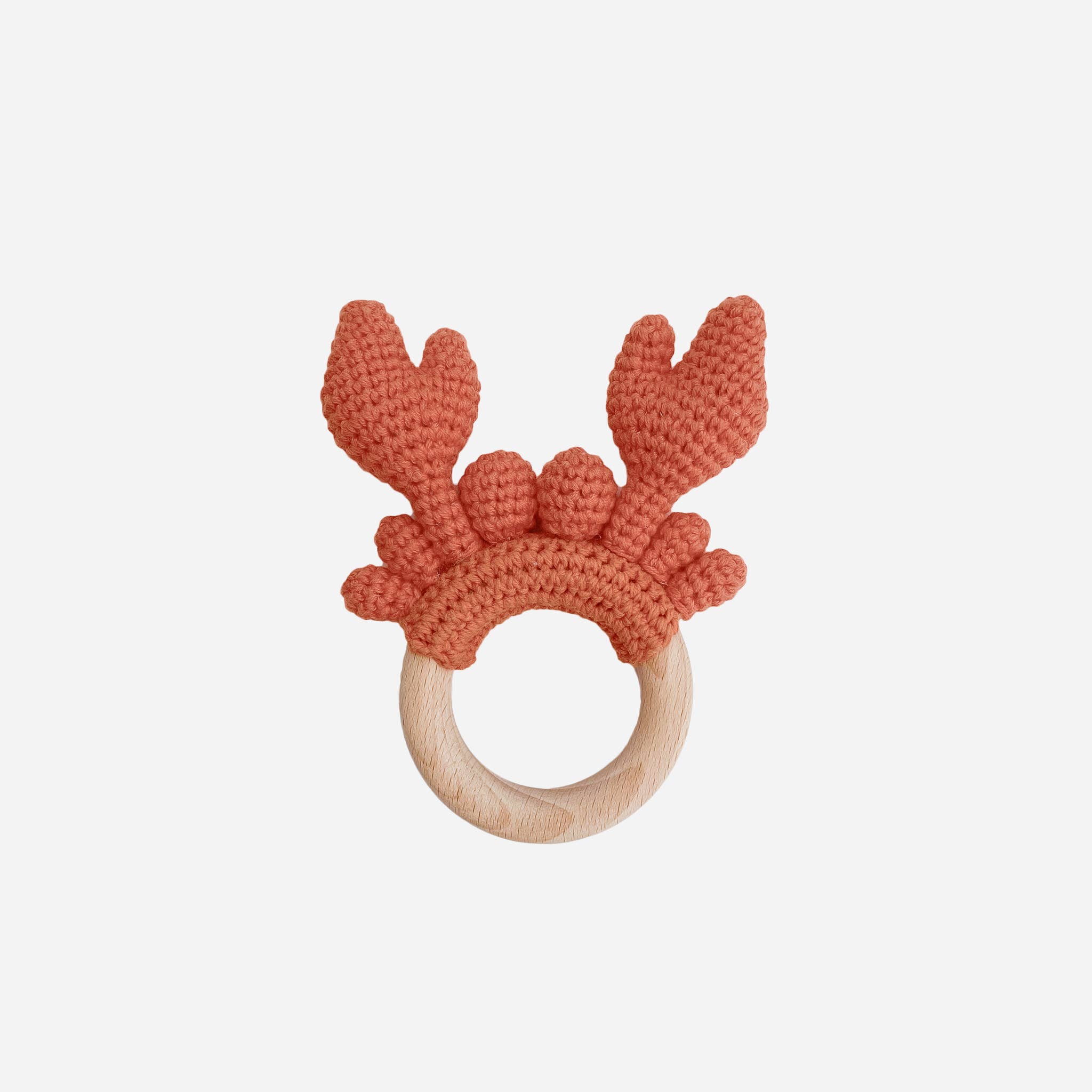 Teether Crab Crocheted Cotton Baby Gift Coastal Summer Beach